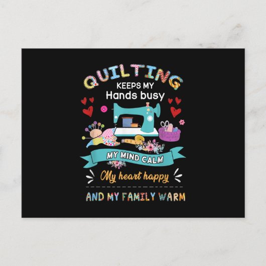 Carte Postale Quilting Garder Mes Mains Occupées Mon Esprit Calm (Devant)