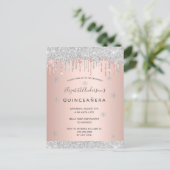 Carte Postale Quinceanera hiver argent parties scintillant rose (Debout devant)