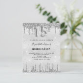 Carte Postale Quinceanera parties scintillant argent invitation (Debout devant)