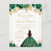 Carte Postale Quinceañera Princesse Florale Verte (Devant)