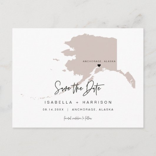 Carte Postale Quinn - Moveable Heart Blush Alaska Map Date de sa (Devant)
