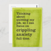 Carte Postale Quitter le travail / Se concentrer sur l'anxiété p (Devant / Derrière)