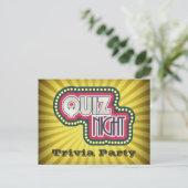 Carte Postale Quiz Night Trivia Party Invitation (Debout devant)