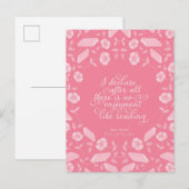 Carte Postale Quota de Floral Pride & Prejudice Jane Austen Book (Devant / Derrière)