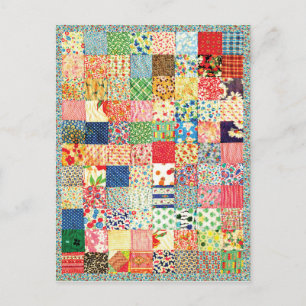 Carte Postale QWL Patchwork Quilt MOTIF COLORÉ ARRIÈRE - PLAN HO