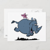 Carte Postale R est pour Rhino (Devant / Derrière)