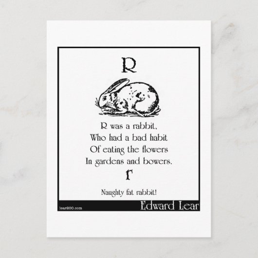 Carte Postale R était un lapin, (Devant)