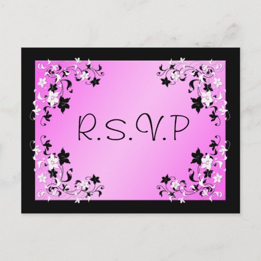 Carte postale R.S.V.P rose et noir (Devant)