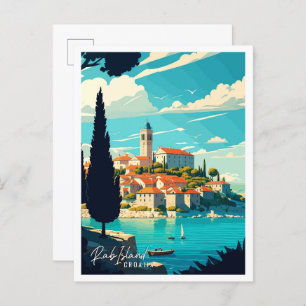 Carte Postale Rab Island Croatie illustration de voyage vintage