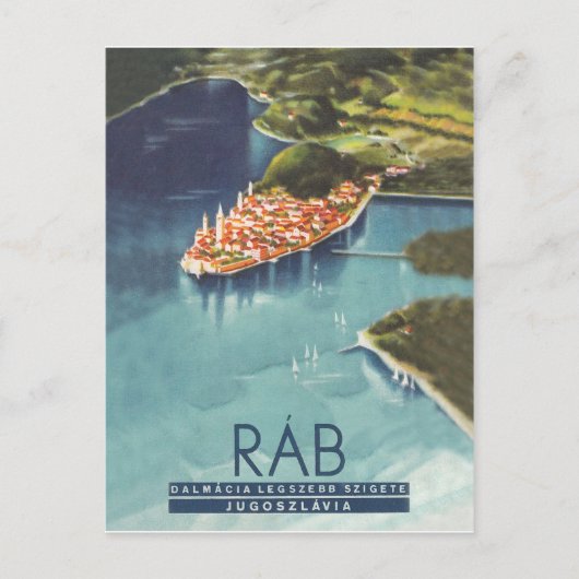 Carte Postale Rab isle, Dalmatie, Croatie, affiche de voyage vin (Devant)