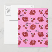 Carte Postale RAB Rockabilly Cherry Kisses on Pink (Devant / Derrière)