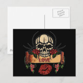 Carte Postale RAB Rockabilly Crâne Roses Love Lipstick (Devant / Derrière)