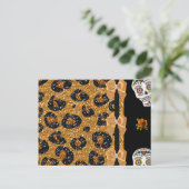 Carte Postale RAB Rockabilly Gold Leopard Print Sugar Skulls (Debout devant)