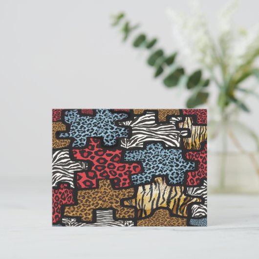 Carte Postale RAB Rockabilly Leopard Zebra Puzzle Imprimer Cadea (Debout devant)