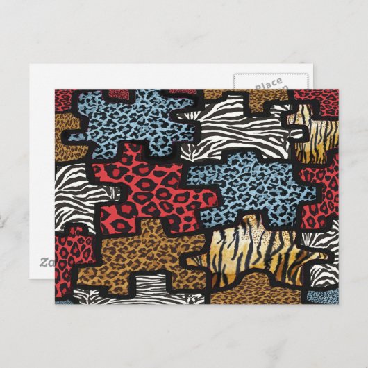 Carte Postale RAB Rockabilly Leopard Zebra Puzzle Imprimer Cadea (Devant / Derrière)