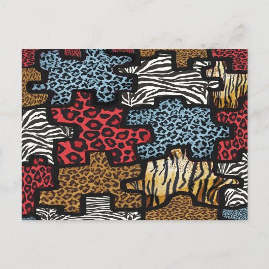 Carte Postale RAB Rockabilly Leopard Zebra Puzzle Imprimer Cadea (Devant)