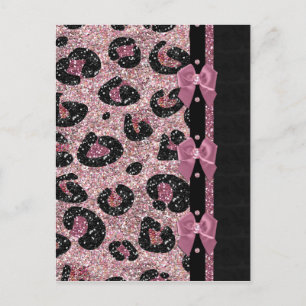 Carte Postale RAB Rockabilly Pink Leopard Ribbon Bows