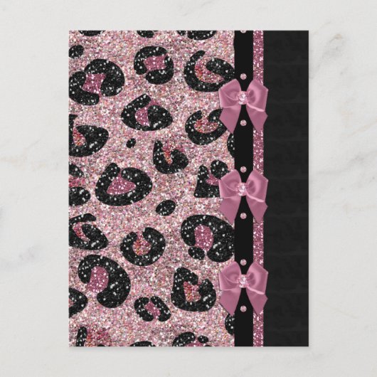 Carte Postale RAB Rockabilly Pink Leopard Ribbon Bows (Devant)