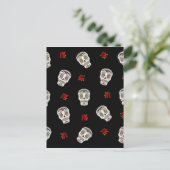 Carte Postale RAB Rockabilly Sugar Skulls Roses On Black (Debout devant)