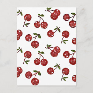 Carte Postale RAB Rockabilly très cerise cerises sur blanc