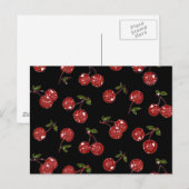 Carte Postale RAB Rockabilly très cerise cerises sur noir (Devant / Derrière)