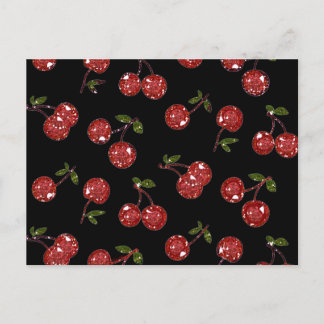 Carte Postale RAB Rockabilly très cerise cerises sur noir