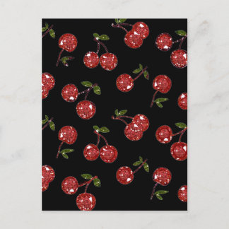 Carte Postale RAB Rockabilly très cerise cerises sur noir