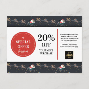 Carte Postale Rabais sur mesure de Noël Père Noël Reindeer