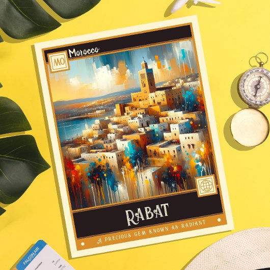 Carte Postale Rabat, Maroc | Peinture Vintage