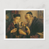 Carte Postale Rabbin attachant les phylactères au bras d'un (Devant)
