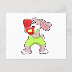 Carte Postale Rabbit à la boxe avec gants de boxe