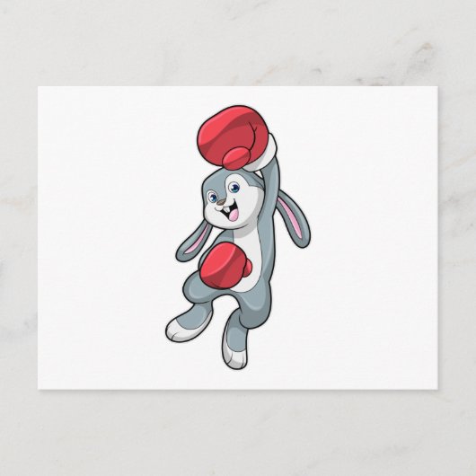 Carte Postale Rabbit à la boxe avec gants de boxe (Devant)