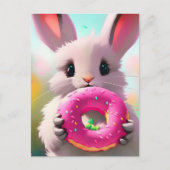 Carte Postale Rabbit Adorable Avec Une Donut (Devant)
