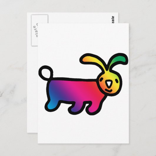 Carte Postale Rabbit arc-en-ciel (Devant / Derrière)