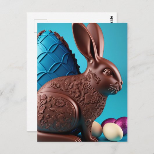 Carte Postale Rabbit au chocolat adorable (Devant / Derrière)