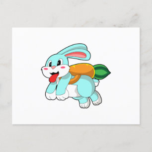 Carte Postale Rabbit avec carotte comme fusée