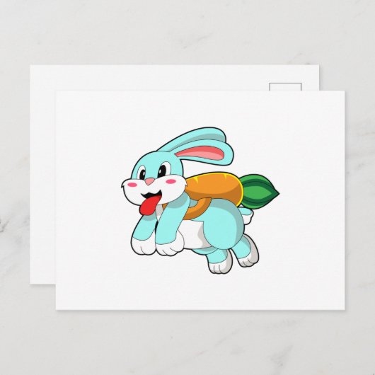 Carte Postale Rabbit avec carotte comme fusée (Devant / Derrière)