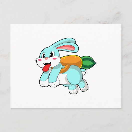 Carte Postale Rabbit avec carotte comme fusée (Devant)
