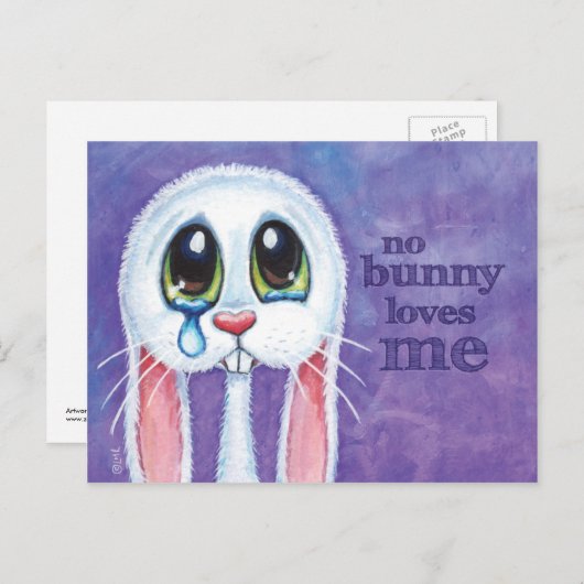 Carte postale Rabbit blanc triste (Devant / Derrière)