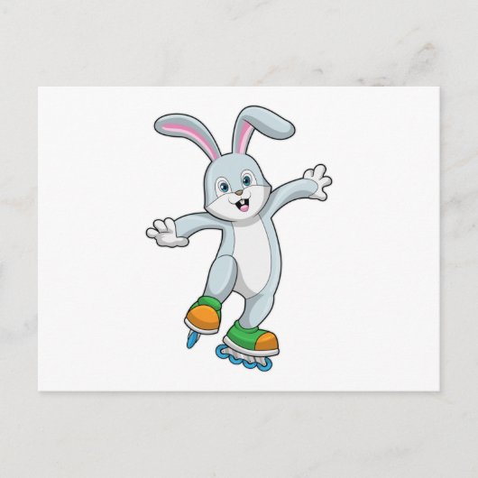 Carte Postale Rabbit comme patineur avec patins en ligne (Devant)