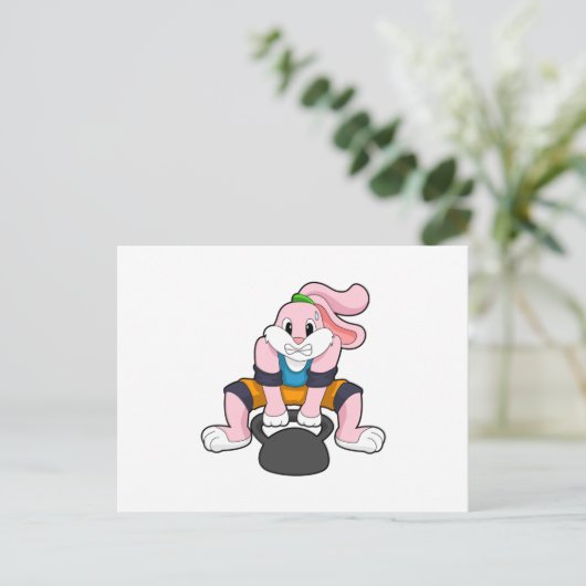Carte Postale Rabbit en forme avec Dumbbell.PNG (Debout devant)