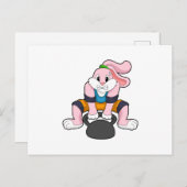 Carte Postale Rabbit en forme avec Dumbbell.PNG (Devant / Derrière)