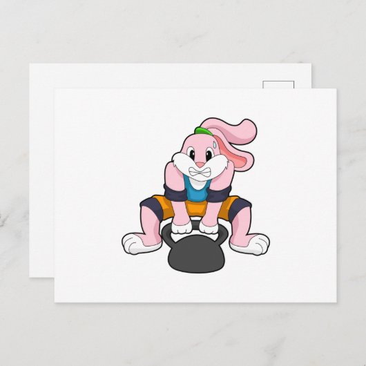 Carte Postale Rabbit en forme avec Dumbbell.PNG (Devant / Derrière)