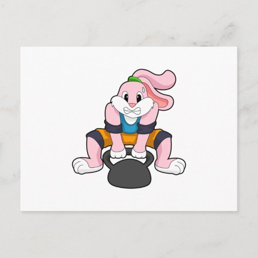 Carte Postale Rabbit en forme avec Dumbbell.PNG (Devant)