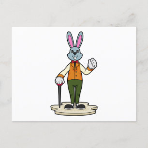 Carte Postale Rabbit en Gentleman avec canne
