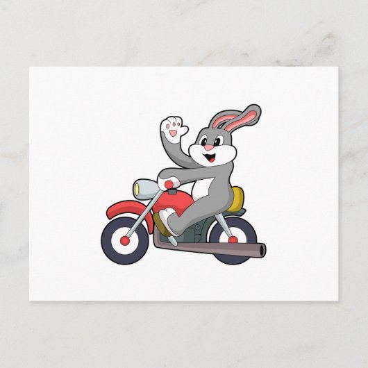Carte Postale Rabbit en tant que Biker avec Motorcycle.PNG (Devant)