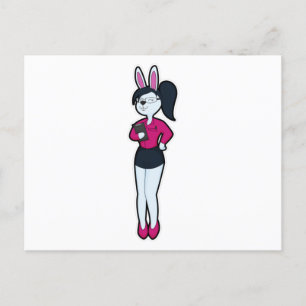 Carte Postale Rabbit en tant que secrétaire avec Bloc-notes et l