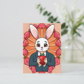 Carte Postale Rabbit, fraise, Mandala, poste (Debout devant)