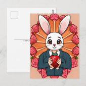 Carte Postale Rabbit, fraise, Mandala, poste (Devant / Derrière)
