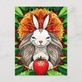 Carte Postale Rabbit, fraise, Mandala, poste (Devant)
